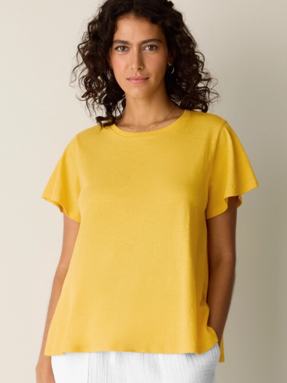 NWT Organic Cotton Slubby Jersey Crew Neck Tee Size Large Soleil Yellow